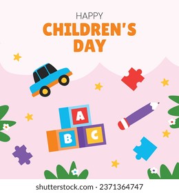 World children's day background. Happy International Children's Day design. November 20. Childrens Day celebration. Template for Poster, Banner, Flyer, Greeting Card, Post. Cartoon Vector illustration