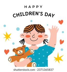 World children's day background. Happy International Children's Day design. November 20. Childrens Day celebration. Template for Poster, Banner, Flyer, Greeting Card, Post. Cartoon Vector illustration