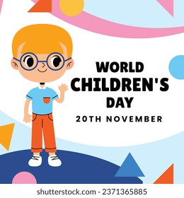 World children's day background. Happy International Children's Day design. November 20. Childrens Day celebration. Template for Poster, Banner, Flyer, Greeting Card, Post. Cartoon Vector illustration