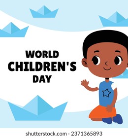 World children's day background. Happy International Children's Day design. November 20. Childrens Day celebration. Template for Poster, Banner, Flyer, Greeting Card, Post. Cartoon Vector illustration