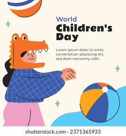 World children's day background. Happy International Children's Day design. November 20. Childrens Day celebration. Template for Poster, Banner, Flyer, Greeting Card, Post. Cartoon Vector illustration