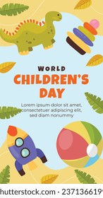 World children's day background. Happy International Children's Day design. November 20. Childrens Day celebration. Template for Poster, Banner, Flyer, Greeting Card, Post. Cartoon Vector illustration