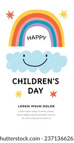 World children's day background. Happy International Children's Day design. November 20. Childrens Day celebration. Template for Poster, Banner, Flyer, Greeting Card, Post. Cartoon Vector illustration