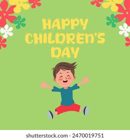 World children's day background. Happy International Children's Day design. November 20. Childrens Day celebration. Template for Poster, Banner, Flyer, Greeting Card, Post. Cartoon Vector illustration