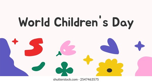 World children's day background. Happy International Children's Day design. November 20. Children's Day celebration. Template for Poster, Banner, Flyer, Greeting Card, post cute illustration.