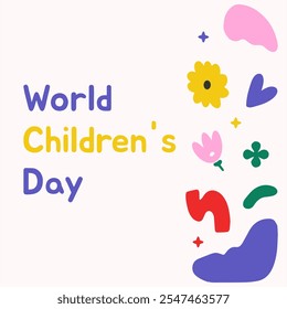 World children's day background. Happy International Children's Day design. November 20. Children's Day celebration. Template for Poster, Banner, Flyer, Greeting Card, post cute illustration.