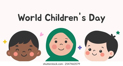 World children's day background. Happy International Children's Day design. November 20. Children's Day celebration. Template for Poster, Banner, Flyer, Greeting Card, post cute illustration.