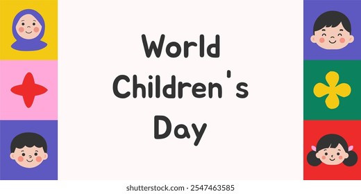 World children's day background. Happy International Children's Day design. November 20. Children's Day celebration. Template for Poster, Banner, Flyer, Greeting Card, post cute illustration.