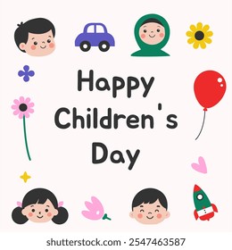 World children's day background. Happy International Children's Day design. November 20. Children's Day celebration. Template for Poster, Banner, Flyer, Greeting Card, post cute illustration.