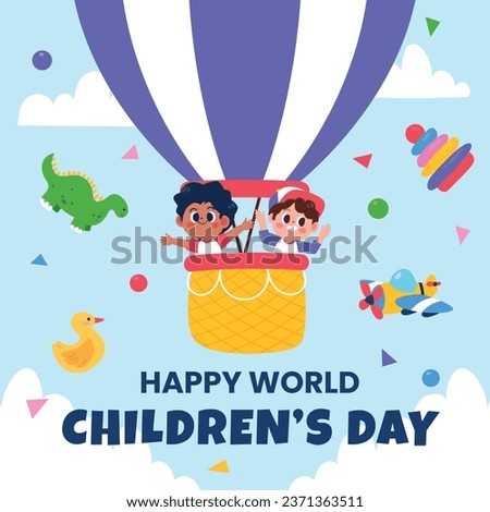 World children's day background. Happy International Children's Day design. November 20. Childrens Day celebration. Template for Poster, Banner, Flyer, Greeting Card, Post. Cartoon Vector illustration