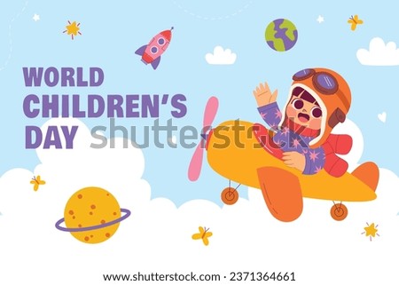 World children's day background. Happy International Children's Day design. November 20. Childrens Day celebration. Template for Poster, Banner, Flyer, Greeting Card, Post. Cartoon Vector illustration