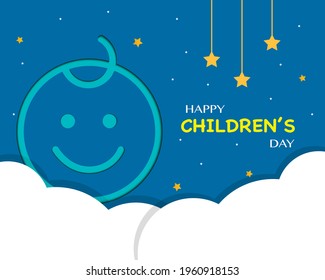World Children's Day With Children Icon Greeting