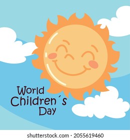 world childrens day, cute sun card