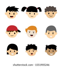 World Children's Day. design the faces of children as characters in the form of face choices, there are men and also women
