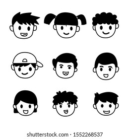 World Children's Day. design the faces of children as characters in the form of face choices, there are men and also women