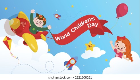 World children's day flat illustration concept