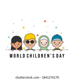 World Children's Day vector illustration with Children's close up design. Good template for Children or school design.