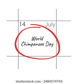 World chimpanzee day, July 14 - calendar date.