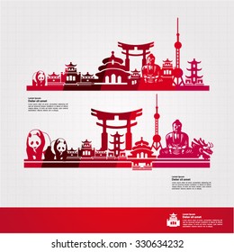 world to china travel vector illustration