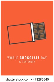 World Chocolate Day 13 September (Line Art Vector Illustration in Flat Style Design)