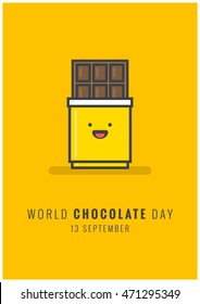 World Chocolate Day 13 September (Line Art Vector Illustration in Flat Style Design)