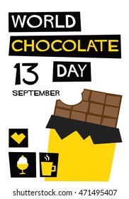 World Chocolate Day 13 September (Flat Style Vector Illustration Quote Poster Design)