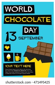 World Chocolate Day 13 September (Flat Style Vector Illustration Quote Poster Design) with Text Box