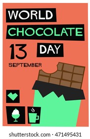 World Chocolate Day 13 September (Flat Style Vector Illustration Quote Poster Design)