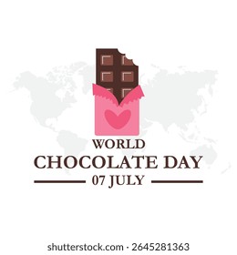 World chocolate day, 7 July chocolate day. World chocolate day greeting card creative banner, poster, social media post illustration