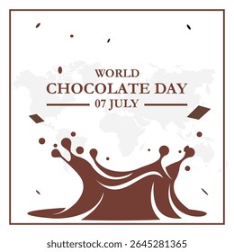 World chocolate day, 7 July chocolate day. World chocolate day greeting card creative banner, poster, social media post illustration
