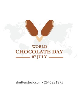 World chocolate day, 7 July chocolate day. World chocolate day greeting card creative banner, poster, social media post illustration