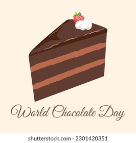 World Chocolate day background with delicious sweet chocolate cake vector illustration