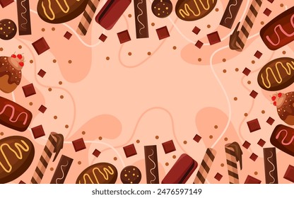 World Chocolate Day Background Hand Drawn