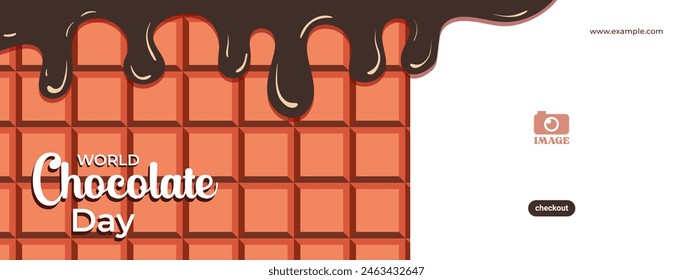 Día mundial del chocolate. Diseño de Plantilla de Anuncio con Elementos de ilustración de chocolate fundido