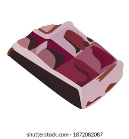 World chocolate day. Chocolate bar. Realistic dark chocolate bar bitten into pieces on a white background. For empty 