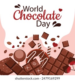 World Chocolate Day. Chocolate bars. Design for a banner, poster, or postcard. vector illustration.