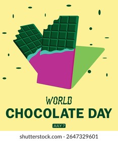 WORLD CHOCOLATE DAY BEAUTIFUL AND CREATIVE NEW DESIGN POSTER, COVER, BACKGROUND, TEMPLATE, FLYER, LEAFLET, BANNER, WALLPAPER GRAPHICS ILLUSTRATOR VECTOR