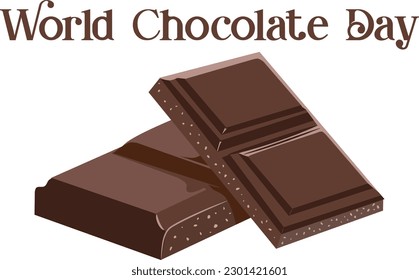 World Chocolate Day with blocks isolated on white background, vector illustration