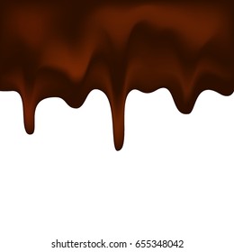 World Chocolate Day/ Border of chocolate syrup leaking isolated on white background. Vector illustration