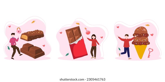 Weltschokoladentag-Paket mit flachem Design