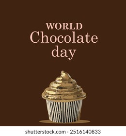 world chocolate day calligraphy poster design, chocolate text vector, melting chocolate illustration background ,13 September .eps file.