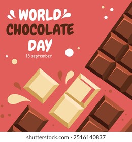 world chocolate day calligraphy poster design, chocolate text vector, melting chocolate illustration background ,13 September .eps file.