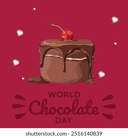 world chocolate day calligraphy poster design, chocolate text vector, melting chocolate illustration background ,13 September .eps file.