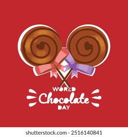 world chocolate day calligraphy poster design, chocolate text vector, melting chocolate illustration background ,13 September .eps file.