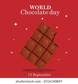 world chocolate day calligraphy poster design, chocolate text vector, melting chocolate illustration background ,13 September .eps file.