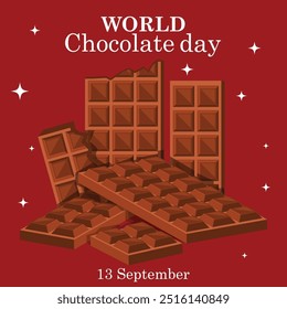 world chocolate day calligraphy poster design, chocolate text vector, melting chocolate illustration background ,13 September .eps file.