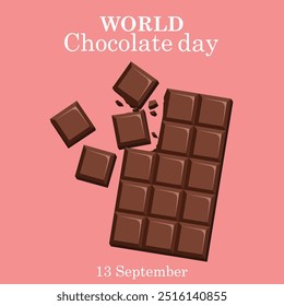 world chocolate day calligraphy poster design, chocolate text vector, melting chocolate illustration background ,13 September .eps file.