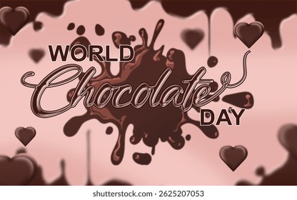 World Chocolate Day Celebration. Sweet, elegant and perfect for promotional or celebratory purposes, a delicious chocolate-themed Banner with melting effects and heart shapes.