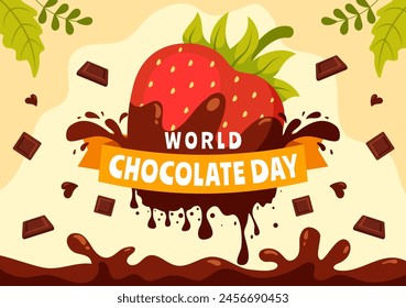 World Chocolate Day Celebration Vector Illustration on 7 July with Melted Chocolates and Cake in Flat Cartoon Background Design