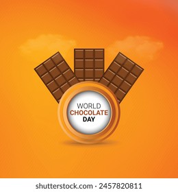 World Chocolate Day Creative ads design. World Chocolate Day, July 7, Chocolate Background Vector 3d Illustration.